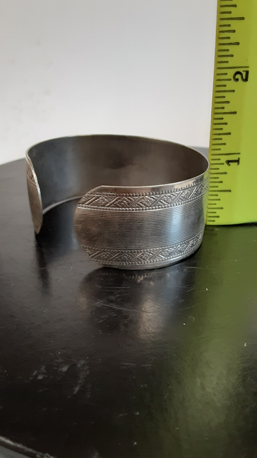 VINTAGE CUFF BRACELET With Design 2-1/4 inch Diameter, 1 inch Wide