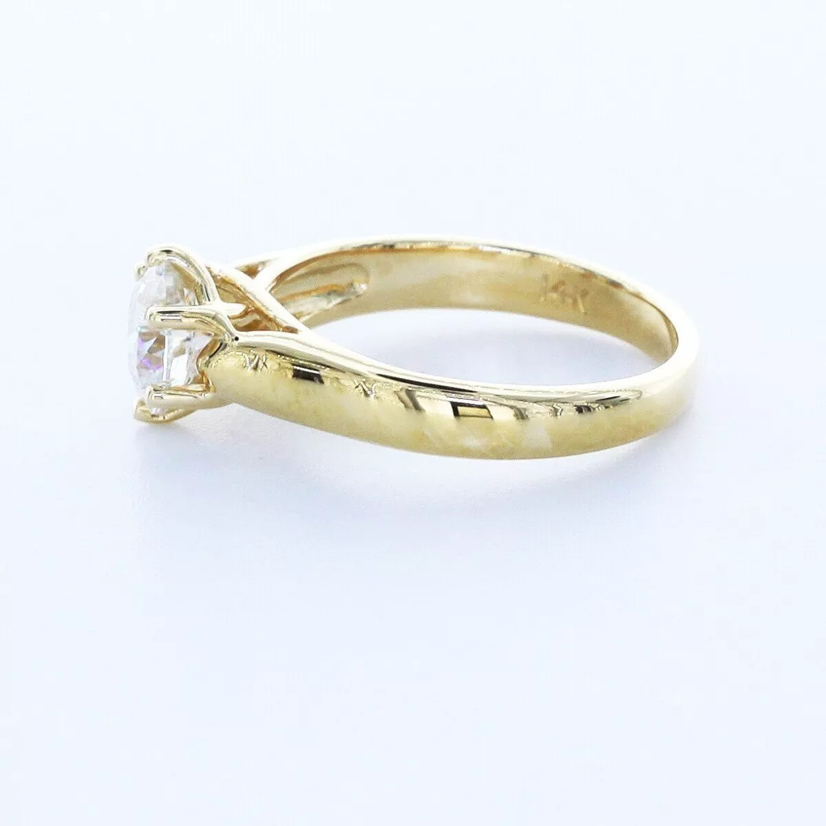 Solitaire Engagement Ring 14K Gold Trellis 0.96 CT Round Lab-Grown Diamond E SI1