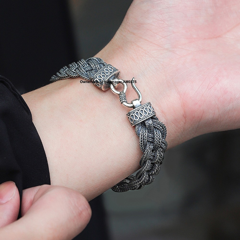 Pure 925 Sterling Silver Wide Wheat Link Chain Bracelet – Braided Spiga Design