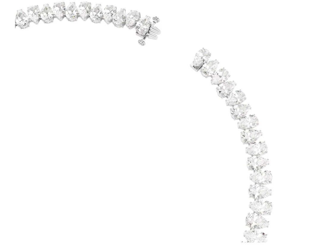 Swarovski Matrix Tennis necklace Pear cut, White, Rhodium plated