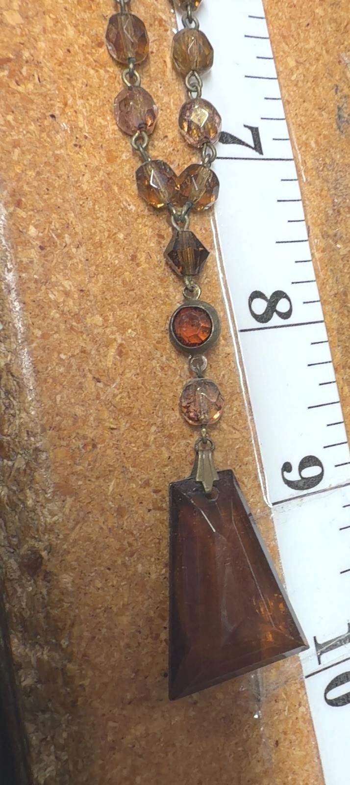 ROBERT ROSE Amber Beaded Necklace Statement Geometric Pendant