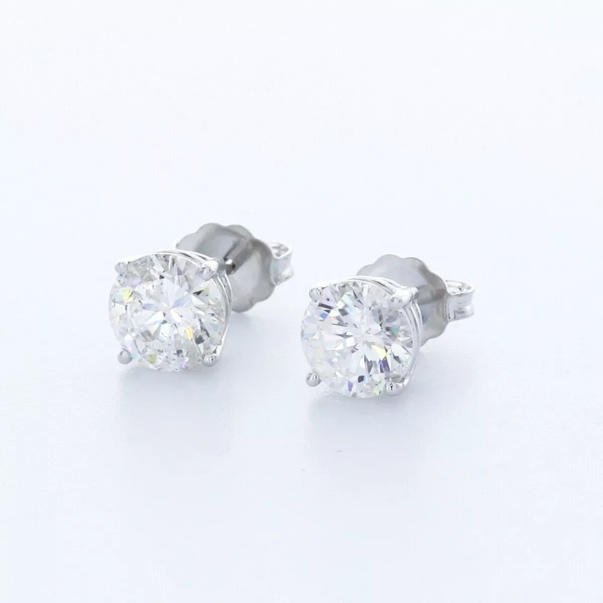 Solid 14K White Gold Stud Earrings Classic 2.56 CT Round Natural Diamond F SI1