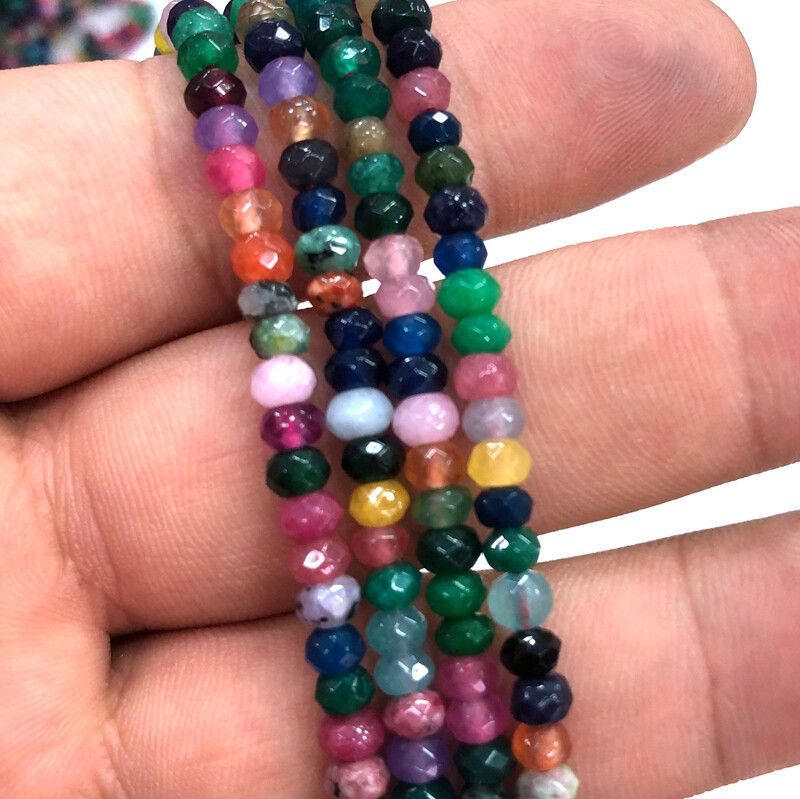 LOT 10pcs 2x4mm Multicolor Faceted abacus Jade Roundelle Gemstone Loose Bead 14″