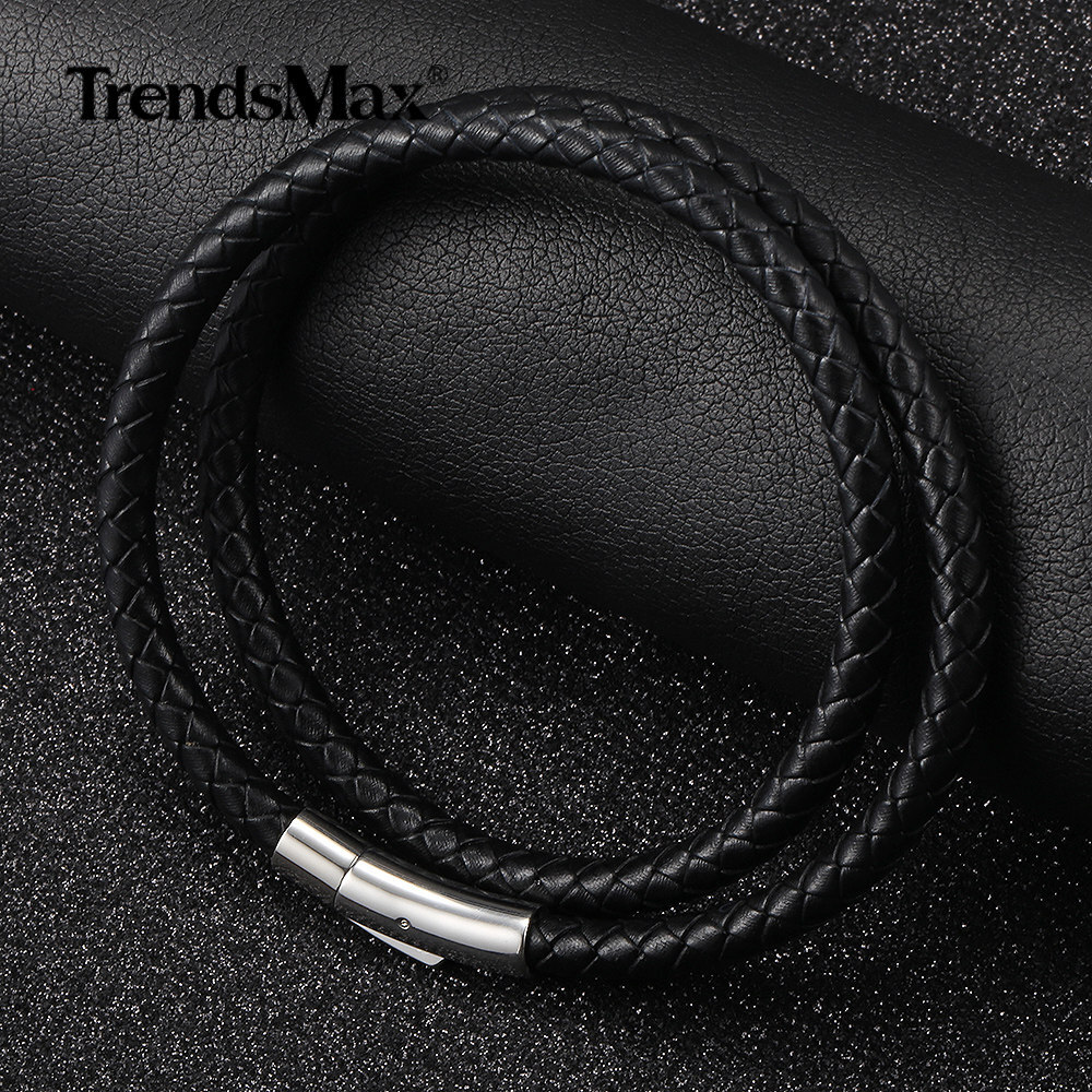 4/6MM Red/Brown/Black Braided Cord Rope Leather Necklace Choker Push Lock 16-30″
