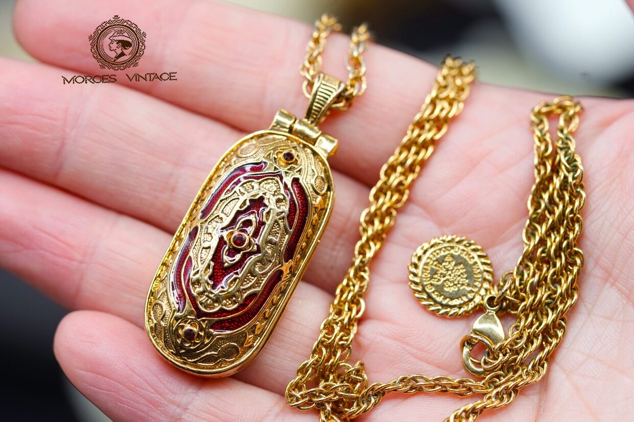 Vintage Cross Locket Necklace, Retro Religious Women Pendant Jewelry