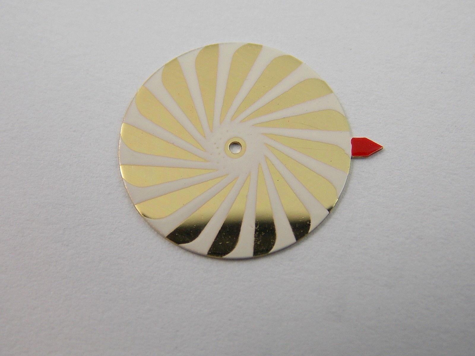 Borel 14.6mm Gold/White/Red Vintage Cocktail Mystery Watch Dial Minutes Disk NOS