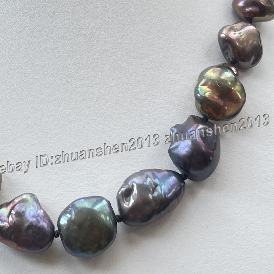 Huge 20-25mm Natural South Sea Black Baroque Reborn Keshi Pearl Necklace 18″-36″