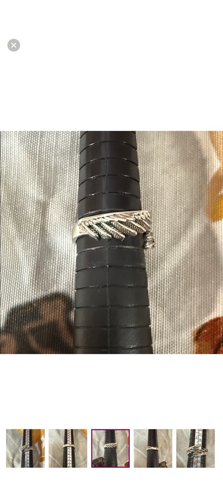 .925 STERLING SILVER FEATHER DESIGN BYPASS RING SIZE 9 – Comes With Box! #264