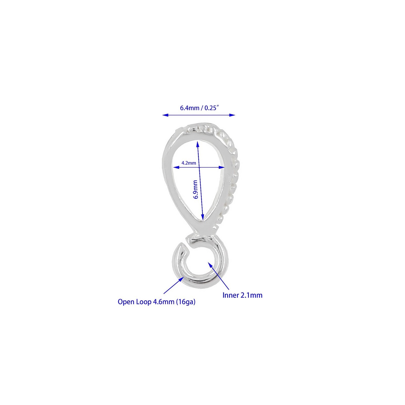 Sterling Silver Flower Pendant Clasp Bail Connector with Open Loop #51175