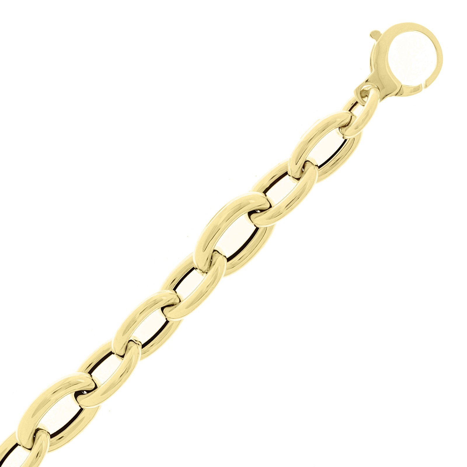 Italian 14k Yellow Gold Hollow Oval Rolo Links Bracelet 7.75″ 10.9mm 6.8 grams