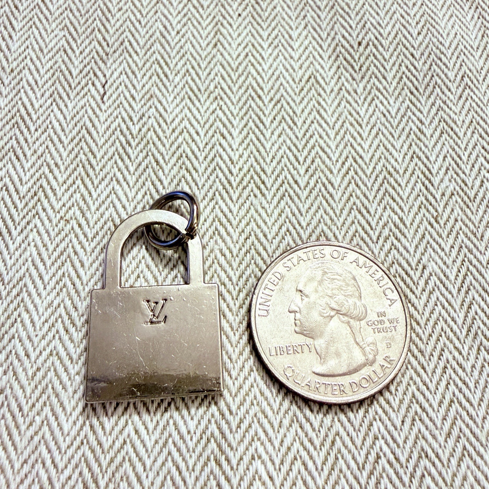 Designer Zipper Pull Charm Silver Tone & Rhinestone Lock Pendant