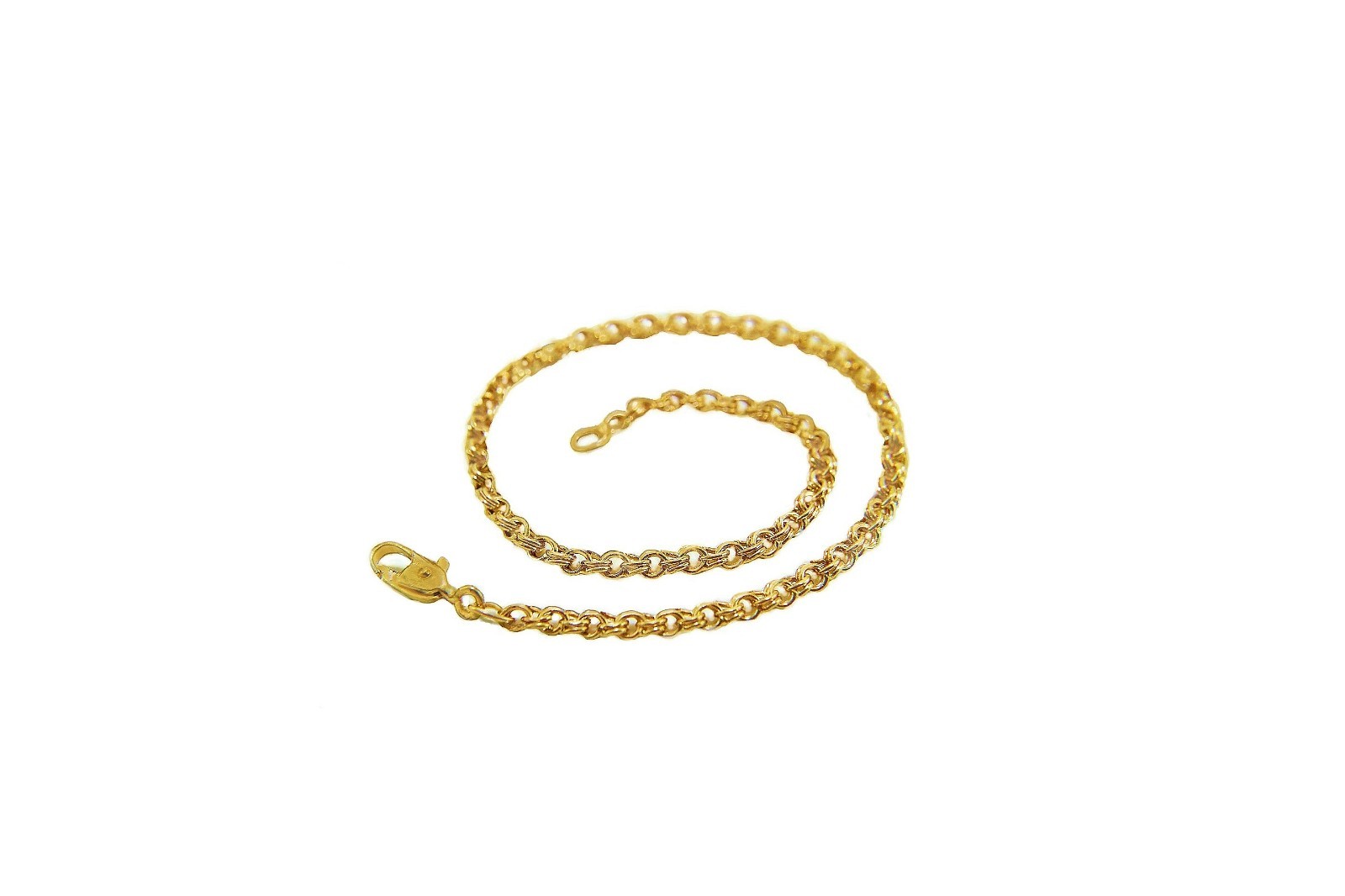 Unique Double Link chain Anklet Bracelet Crafted Authentic 18K Gold Filled Chain