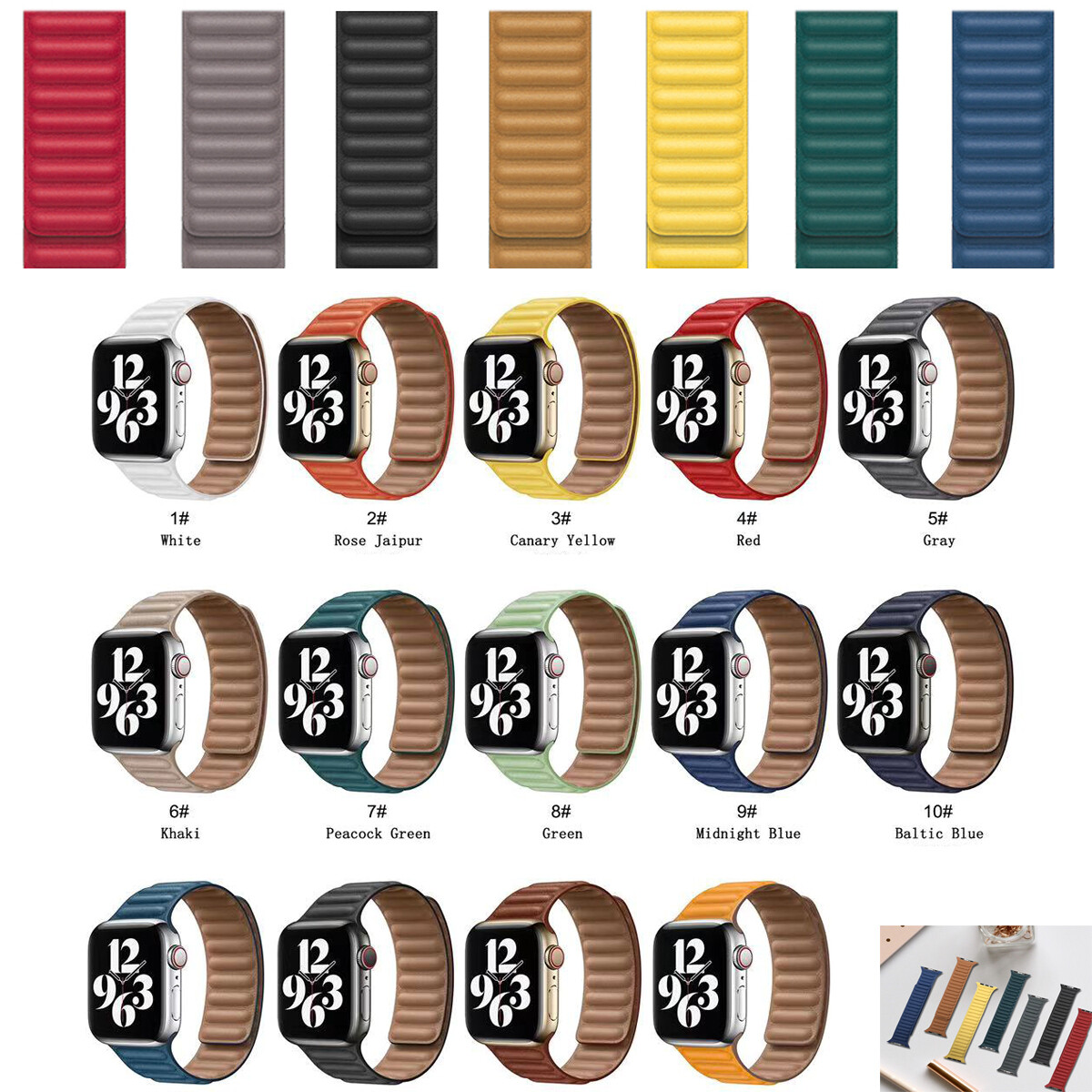 Magnetic Leather Loop Link Strap For Apple Series SE 7 6-2 Watchband 41/42/44mm