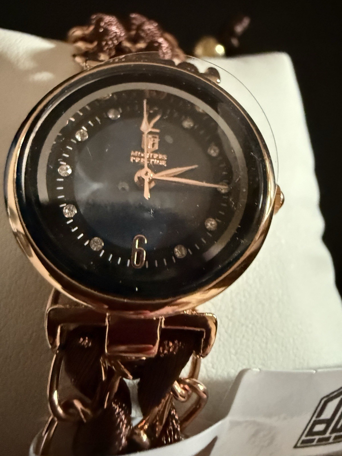 Montres Prestige Women’s Quartz Watch Rose Gold Brown Braided Bracelet New Box