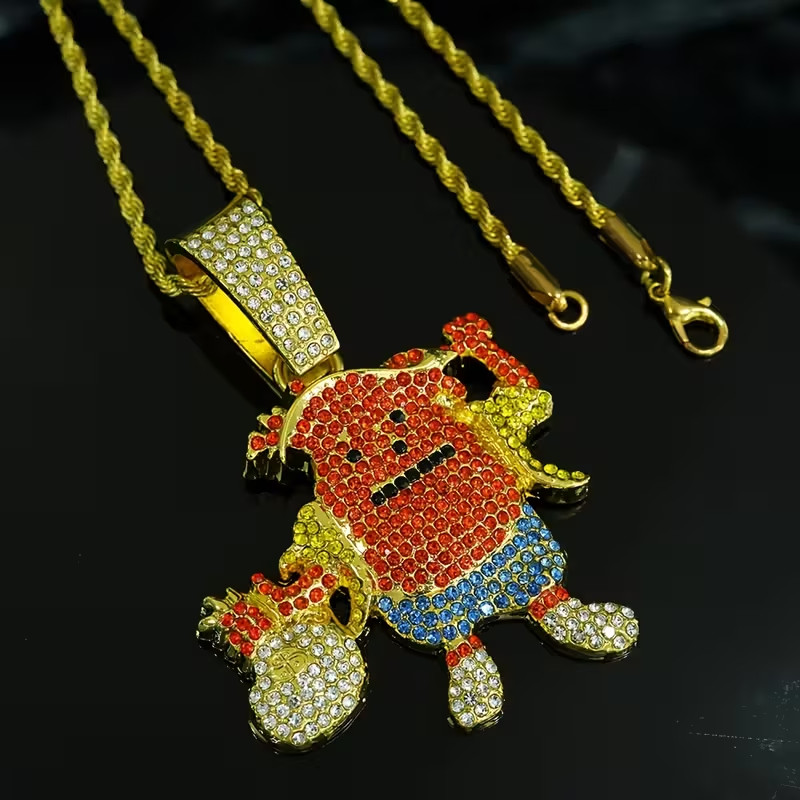 Kool Aid Man Money Bag Pendant & 18″ 20″ 24″ Rope Stainless Steel Chain Necklace