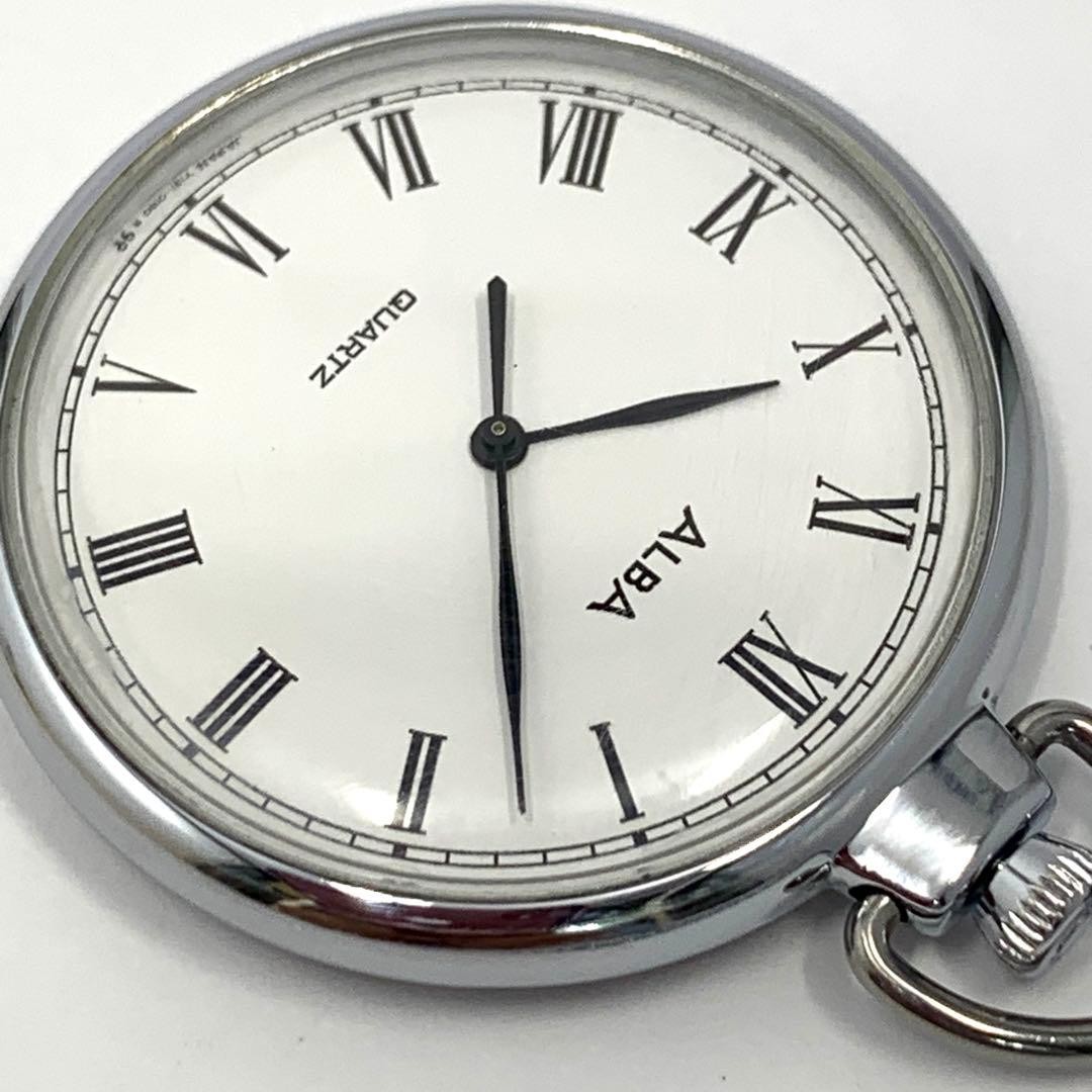 ☘️Battery replaced. 797 SEIKO ALBA Seiko Pocket Watch, Roman Numerals, White