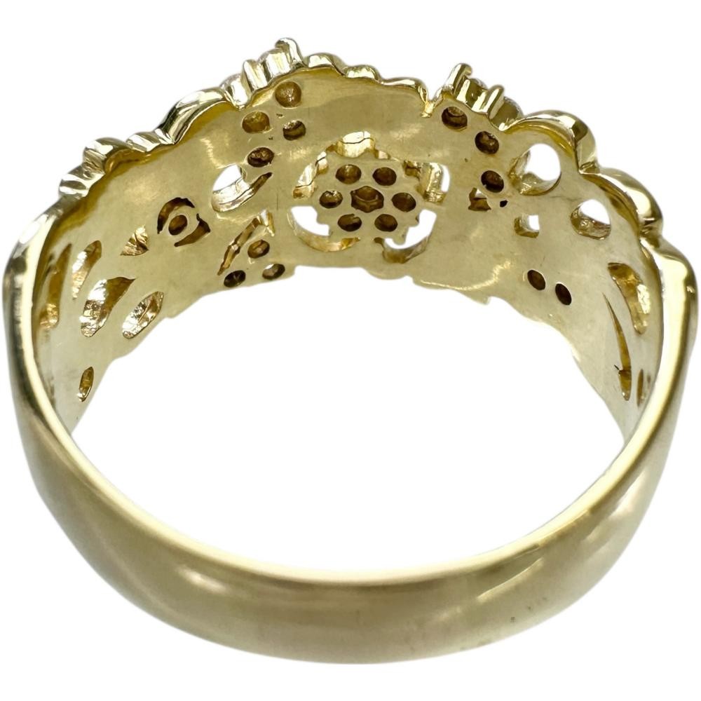 US 7.8 Flower motif diamond 0.27ct Ring K18 Gold 6.5g Women