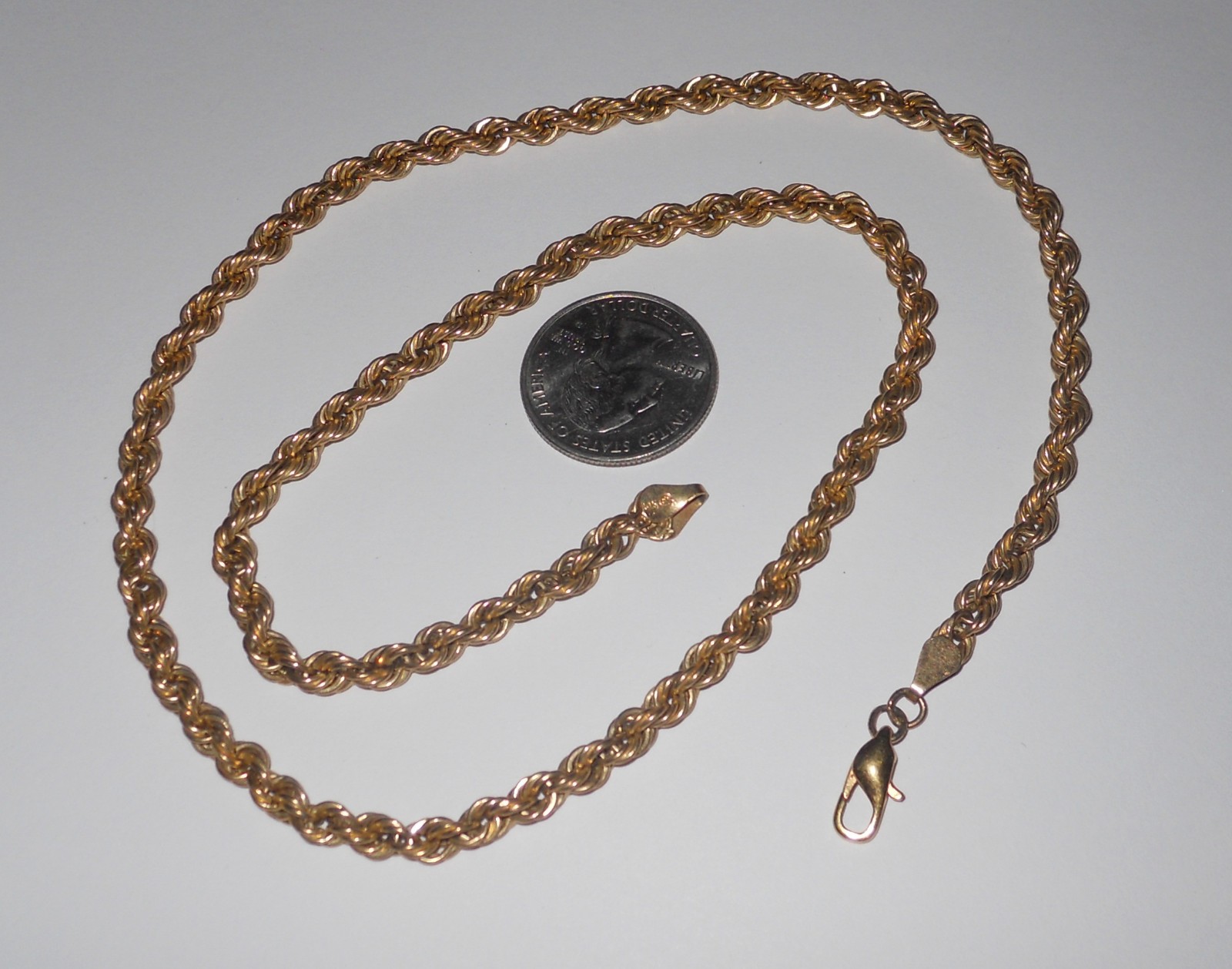 10K Yellow Gold Rope Chain Necklace 9.6 Grams, 23 Inches, 3mm
