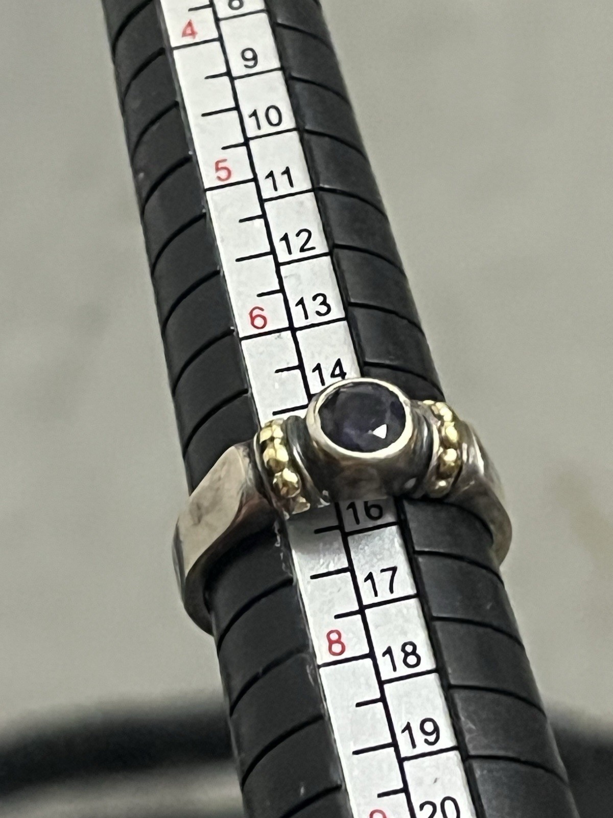 LAGOS Silver & 18K Yellow Gold Caviar Ring Size 7