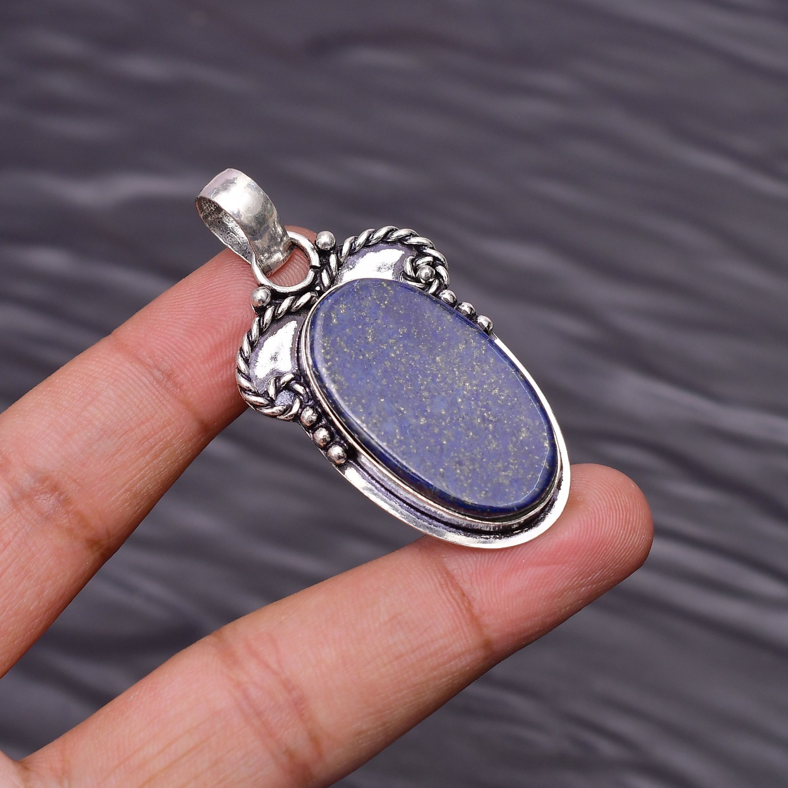 Lapis Lazuli Gemstone 925 Sterling Silver Jewelry Pendant 1.92″