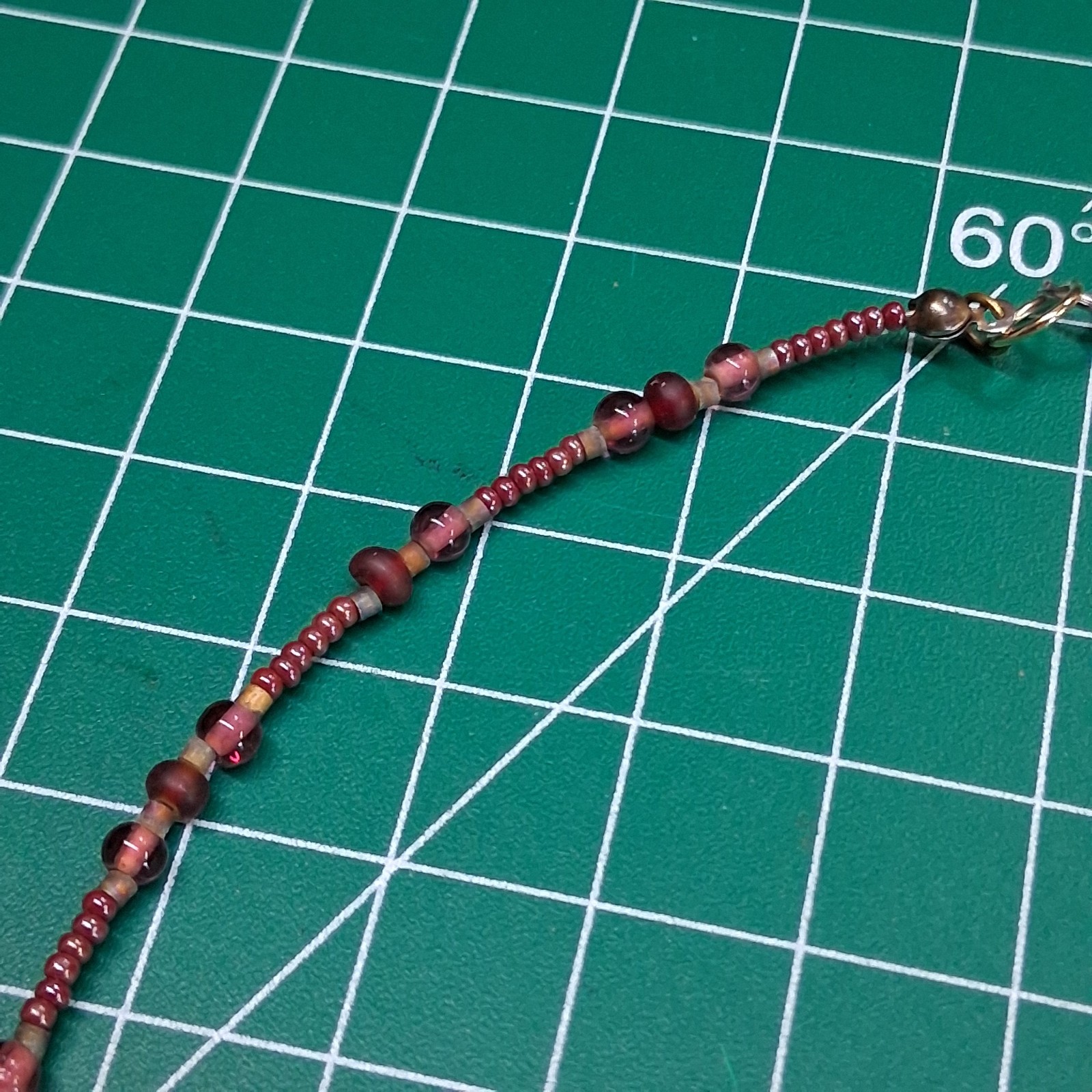 Vintage Transparent Maroon Channel Set Glass Bead 14” Collar Necklace