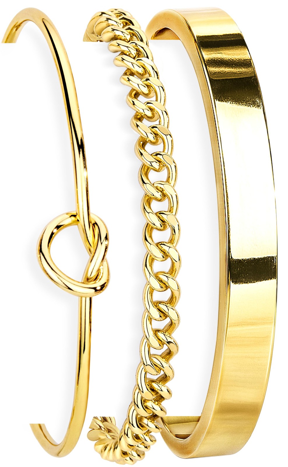 Gold Bangle Cuff Bracelet for Women, 14K Gold Forever Love Knot Infinity Brac…