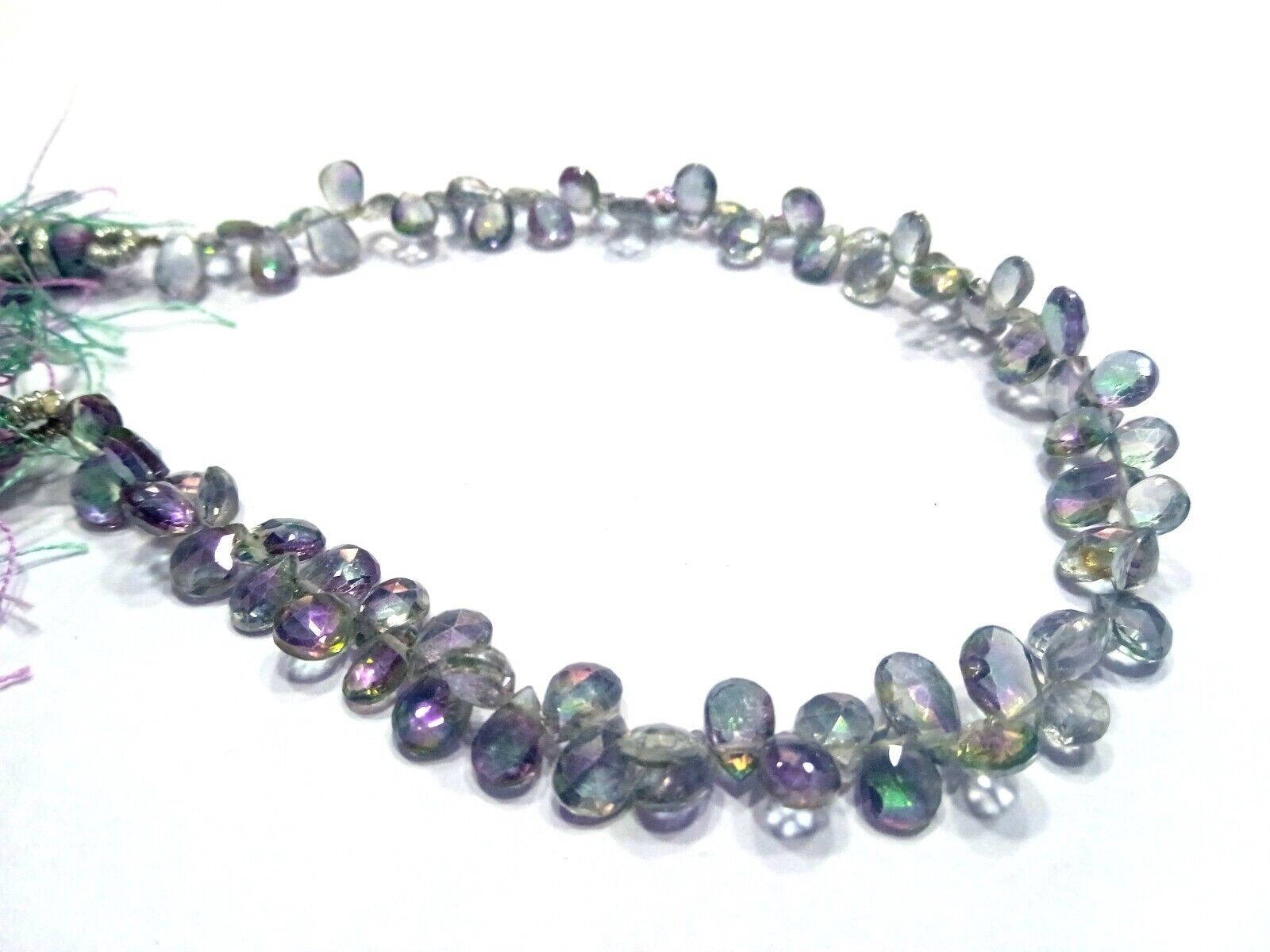 MYSTIC TOPAZ NATURAL PEAR SHAPED FACETED 4X5-5X7MM LOOSE GEMSTONE BEADS 7″INCH