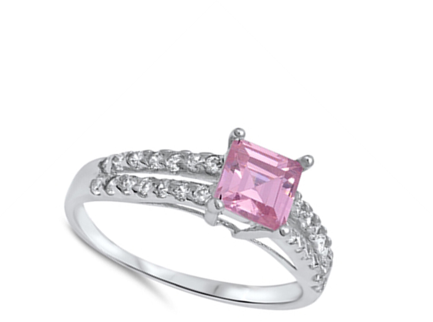 Pink CZ Cute Elegant Polished Ring New .925 Sterling Silver Band Sizes 4-10