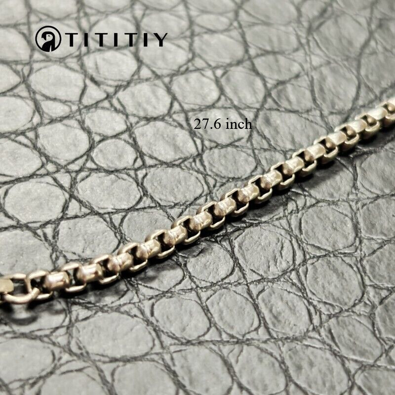 Pure Titanium Necklace with 3mm Square Box Chain Anti Allergic Classics 27.6inch