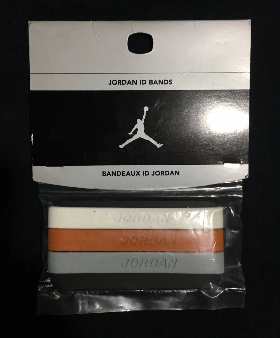 JORDAN WRIST ID BANDS BANDEAUX JUMPMAN BALLER sillicone White Orange Grey