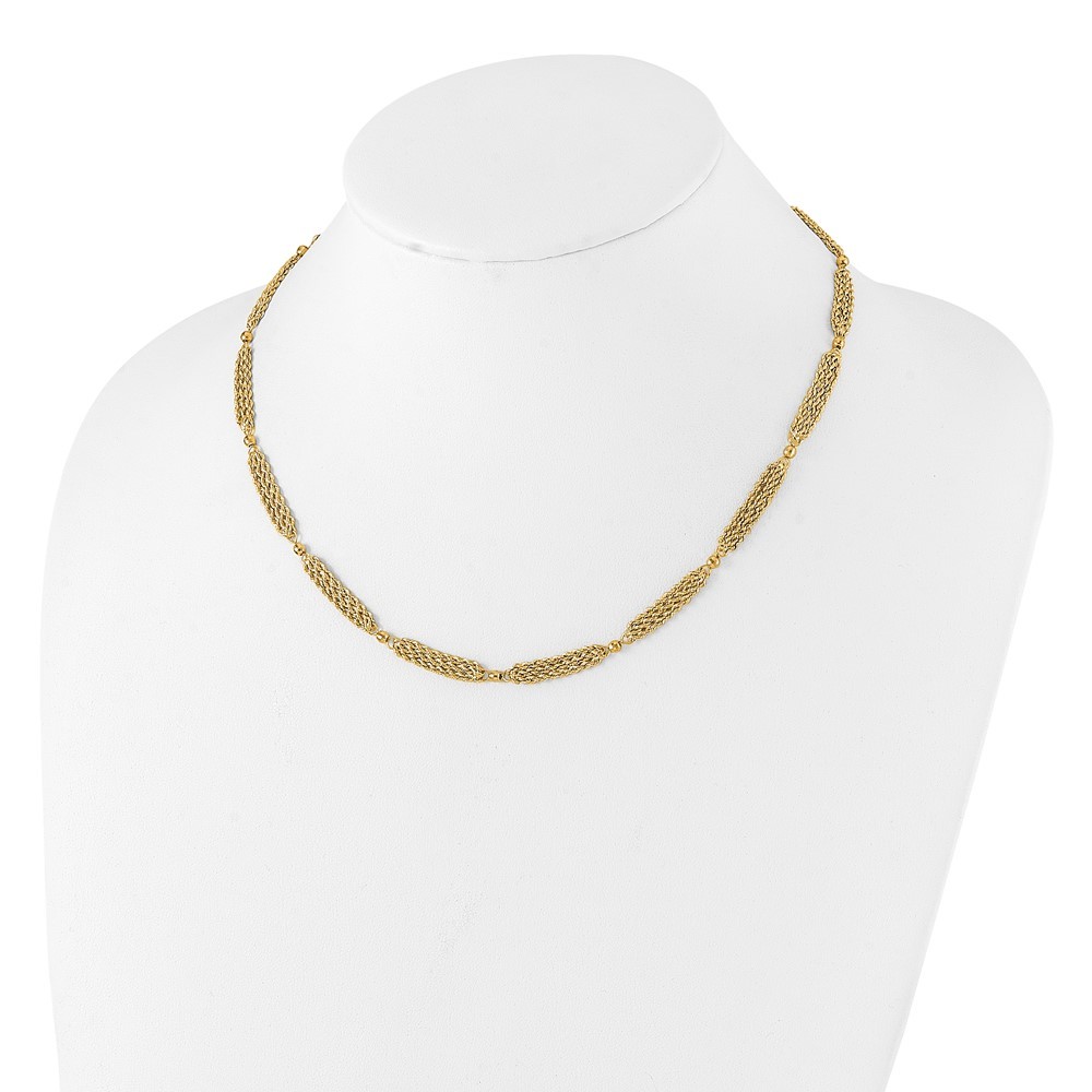 14k Yellow Gold Multi-Strand Diamond-cut Rope and Beaded Fancy Necklace 18.25″