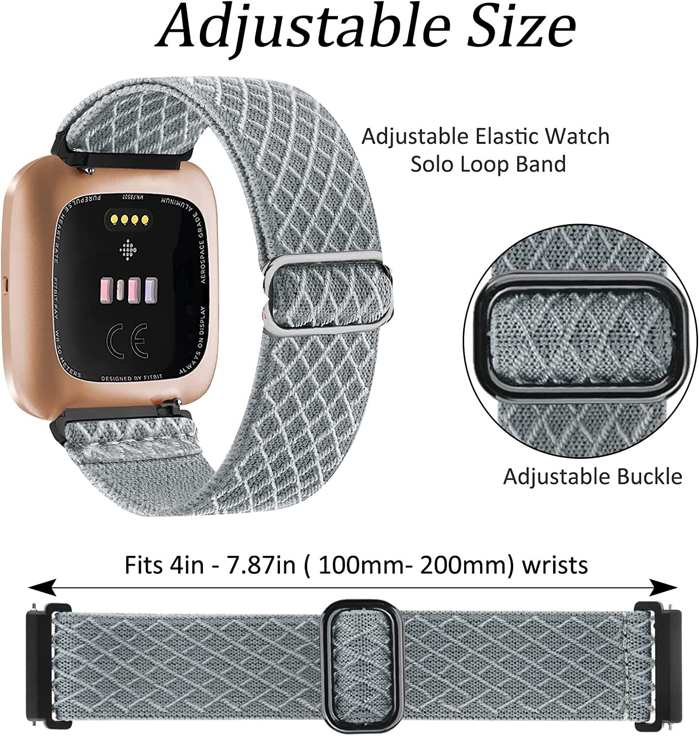 For Fitbit Versa/2/3/4/Lite Elastic Stretchy Loop Watch Band Nylon Strap Wrist