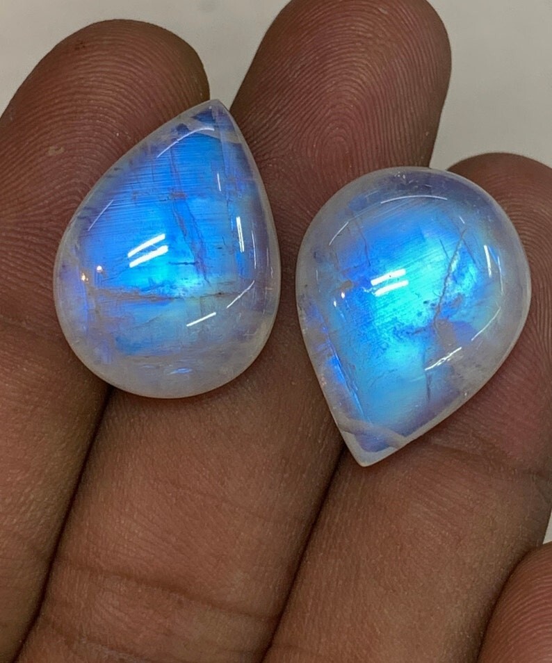 AAAAA Quality Rainbow Moonstone Blue Fire Pear Briolette 15×21 To 16×21 MM