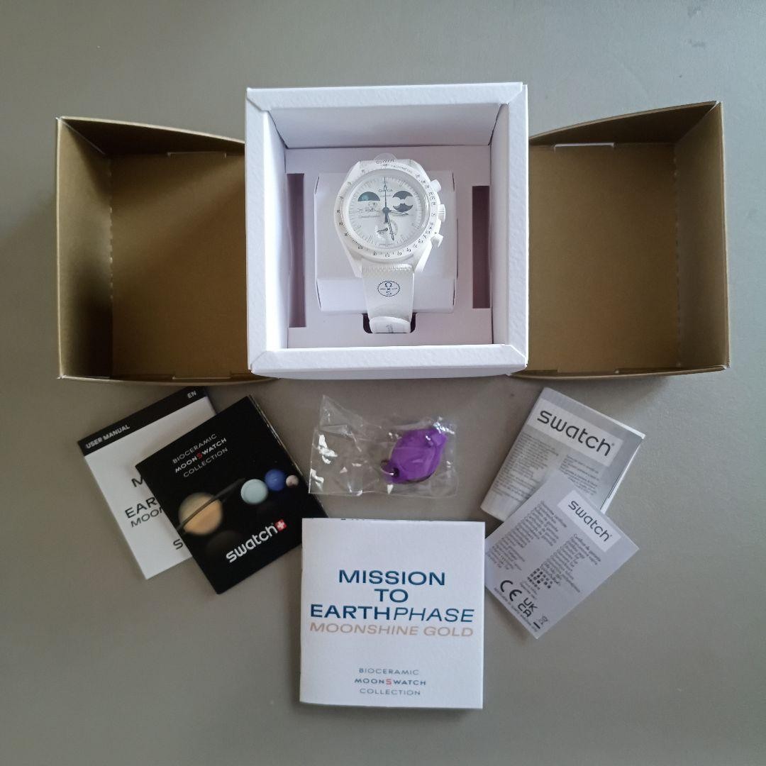 Mint Omega X Swatch Mission Moonphase Moonshine Gold Snoopy Auth Japan