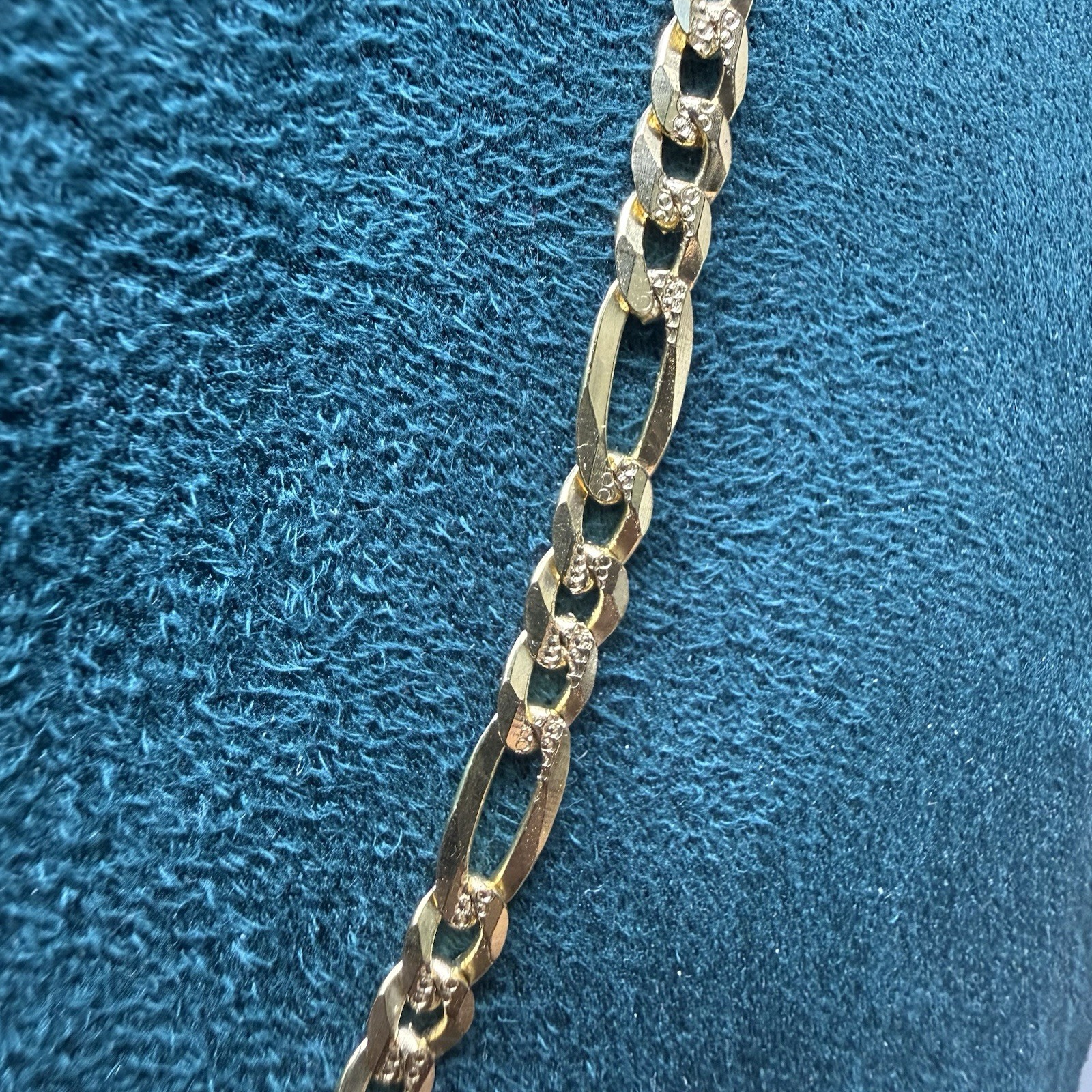 Gold Plated 925 Sterling Silver Diamond Cut Figaro Link Chain Necklace 26” 4mm