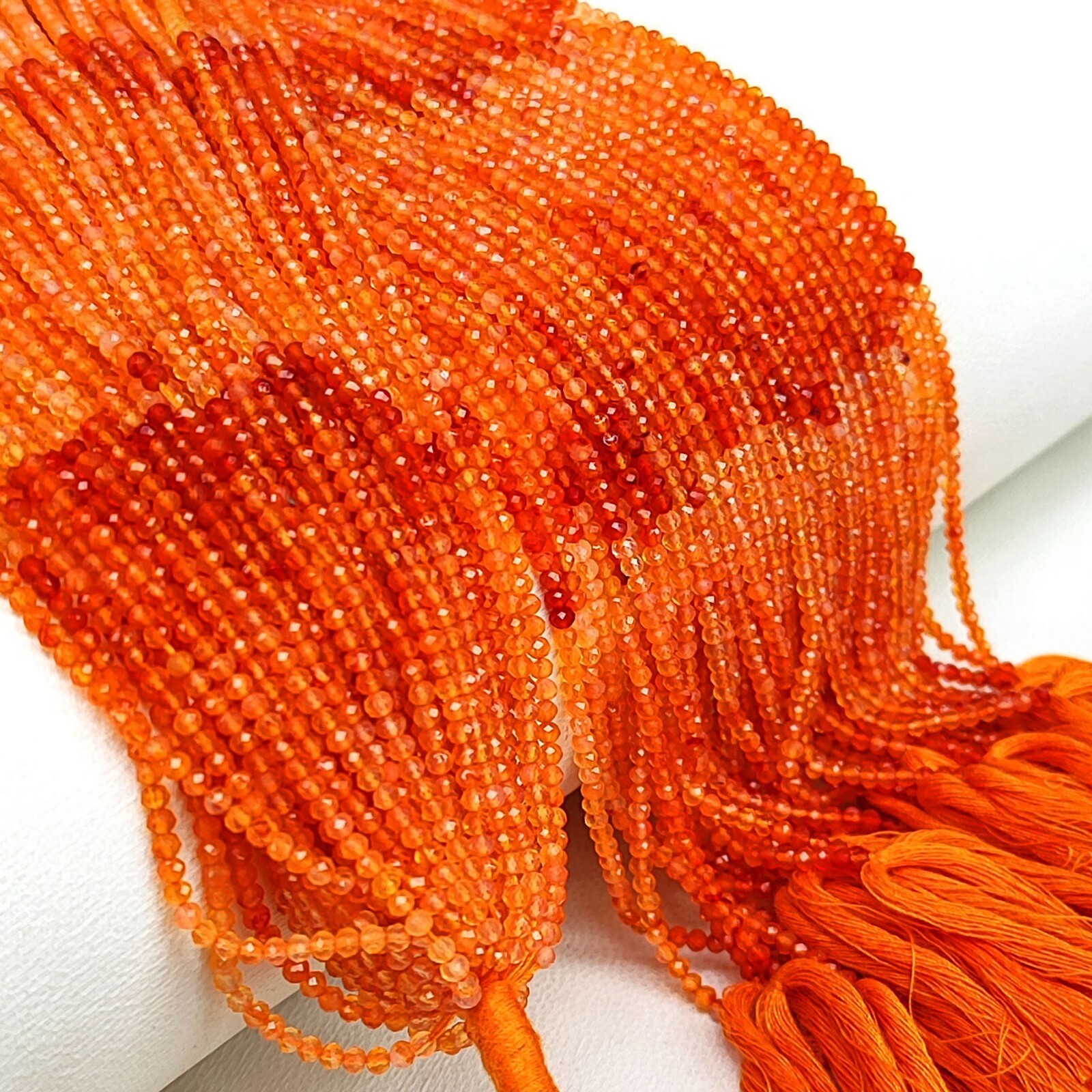 Natural Orange Carnelian Gems 2.5 mm Size Faceted Round Spacer Beads 14″ Strand
