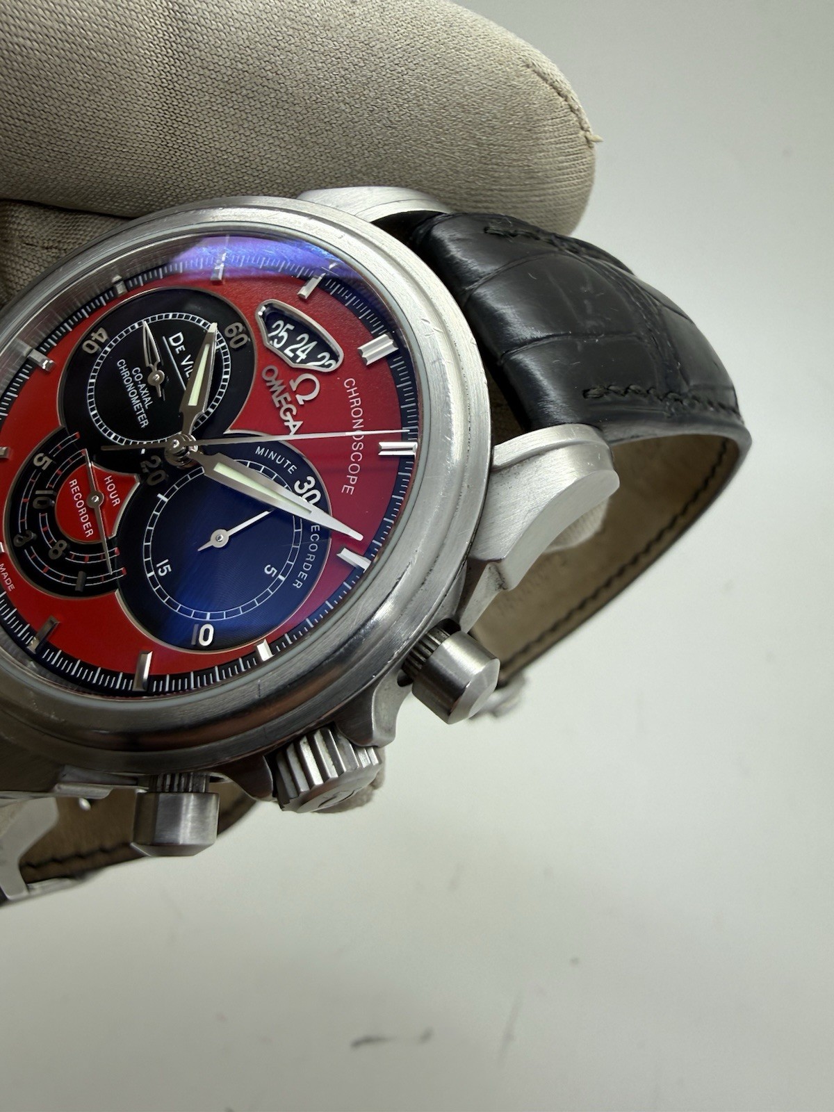 Omega DeVille Chronoscope Red Dial Steel Automatic 41mm Watch 4851.61.31 B+P