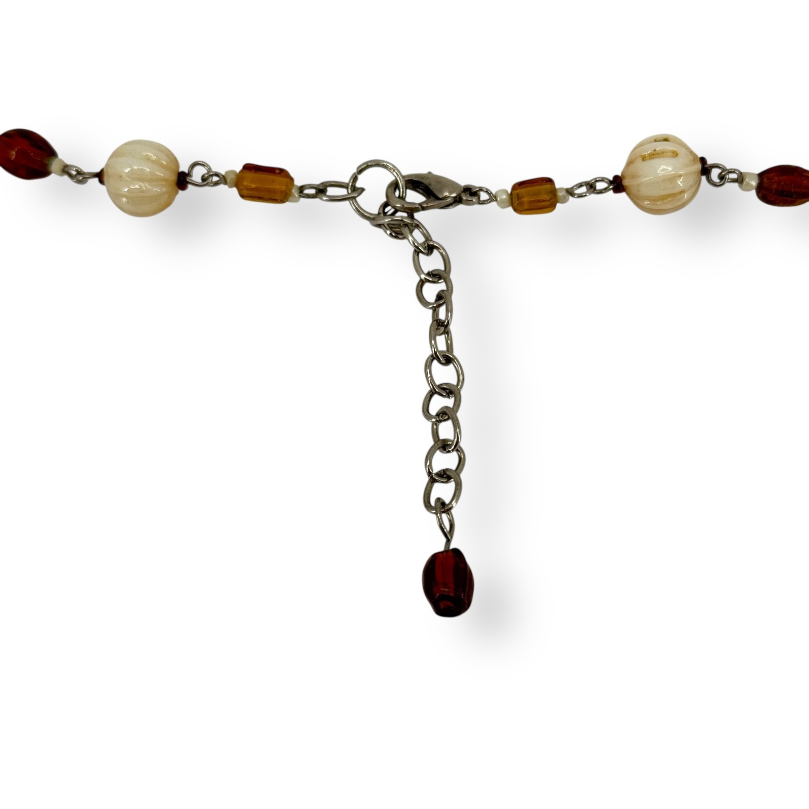 VTG Faux Bone Beaded Gemstone Necklace Earring Set Multicolor Hand Made Pendant