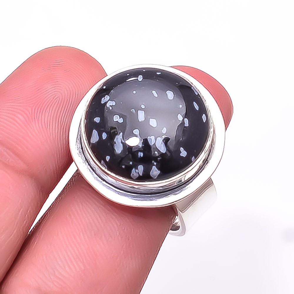 Snowflake Obsidian – Utah Designer 925 Sterling Silver Handmade Ring S.9 R042043