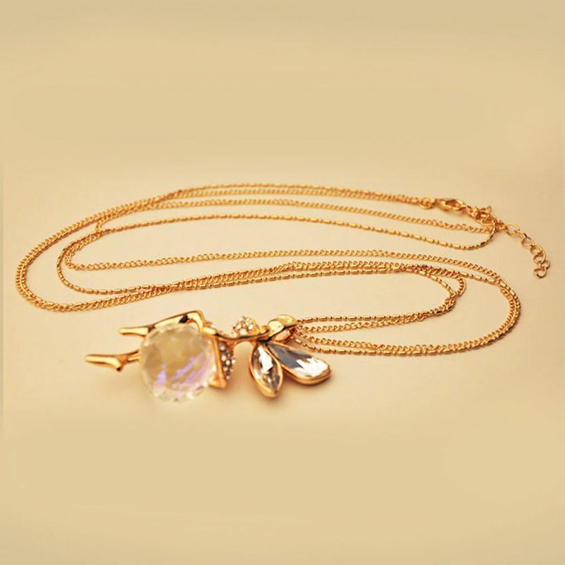 Fashion Women Crystal Fairy Angel Wing Pendant Long Chain Sweater Necklace Gift