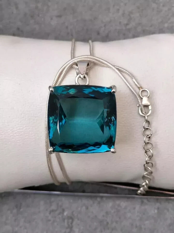 79.80 Ct London Blue Topaz Pendant Sterling Silver Pendant Gemstone Jewelry