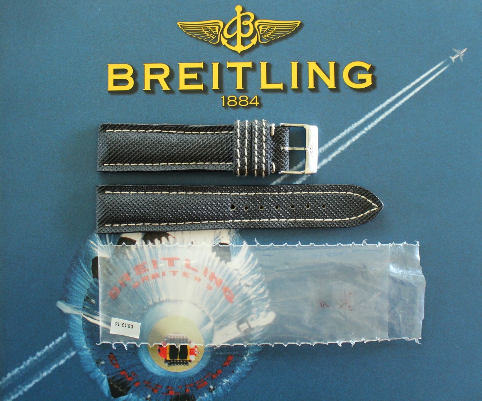 NOS BREITLING 107S 20-18 BLACK PLONGEUR TONGUE BUCKLE WATCH BAND WATCHBAND STRAP
