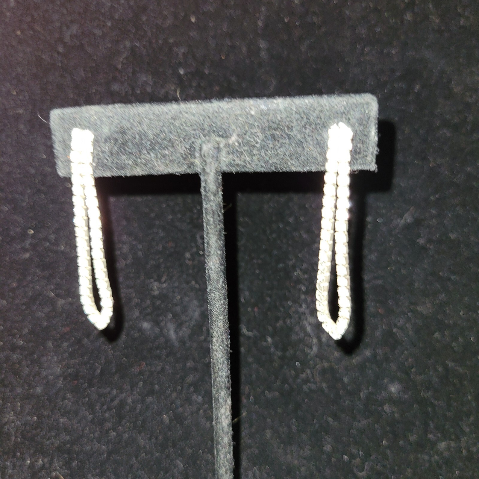 Earrings Pierced Push Back Dangle Prong White Rhinestone
