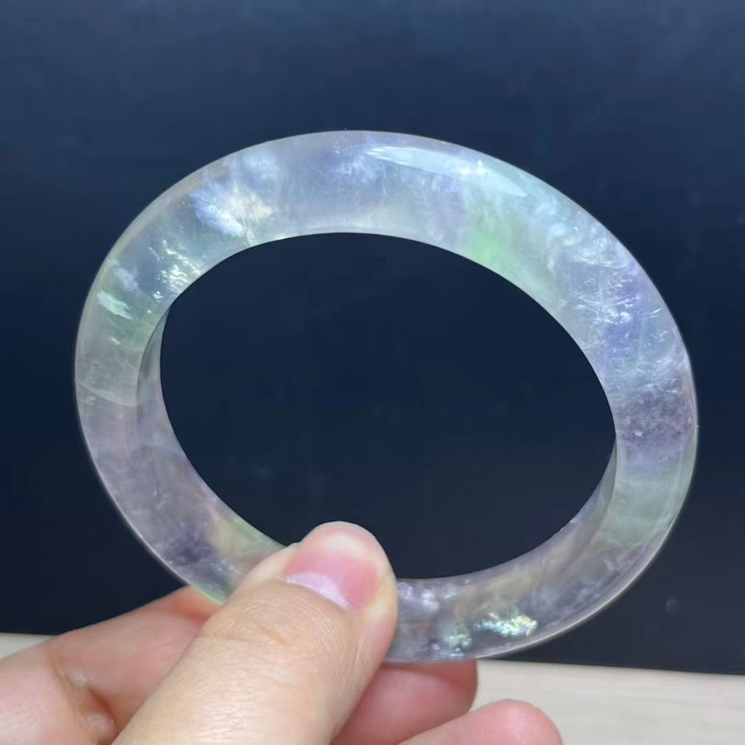 61mm Natural Color Fluorite Crystal Quartz Handmade Bracelet