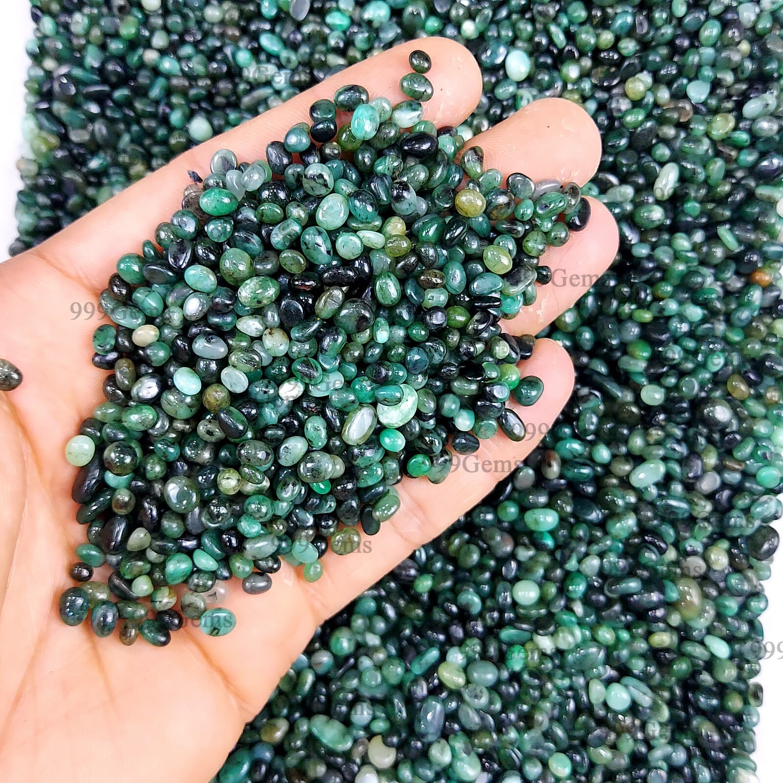25 Cts Natural Emerald Smooth loose beads gemstone for jewlry making 3-7mm