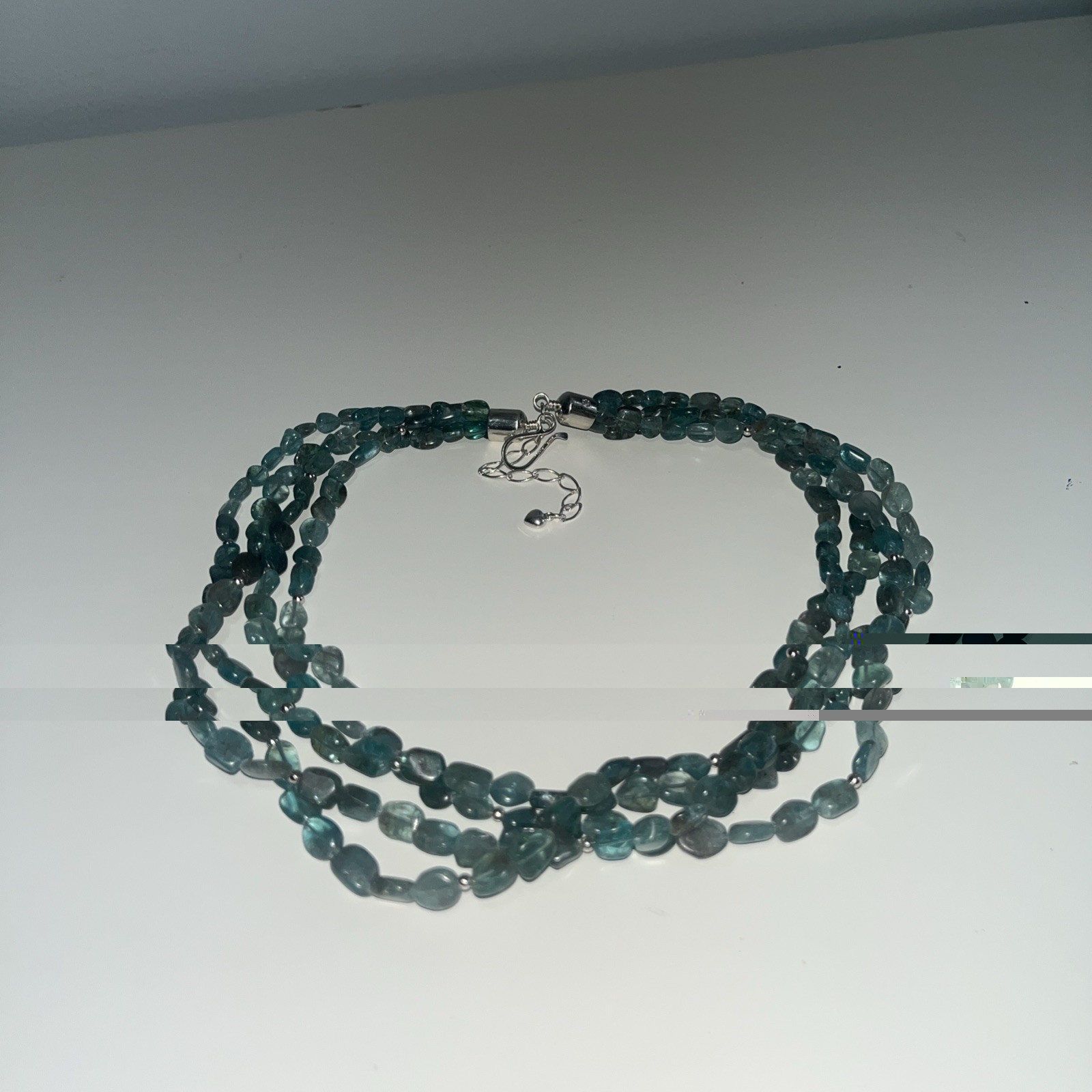 Jay King Mine Finds Blue/Green Apatite 4 Strand 925 Beads 19-22”Necklace NIB