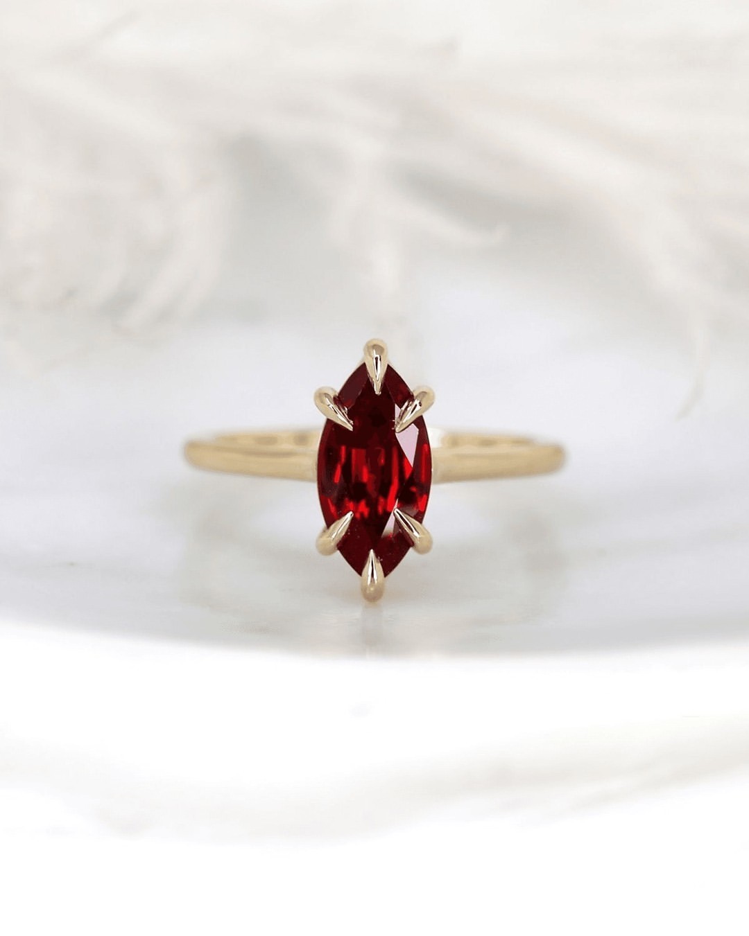6.50 Ct Marquise Cut Natural Ruby & Engagement Ring Solid 14K Yellow Gold 6 7