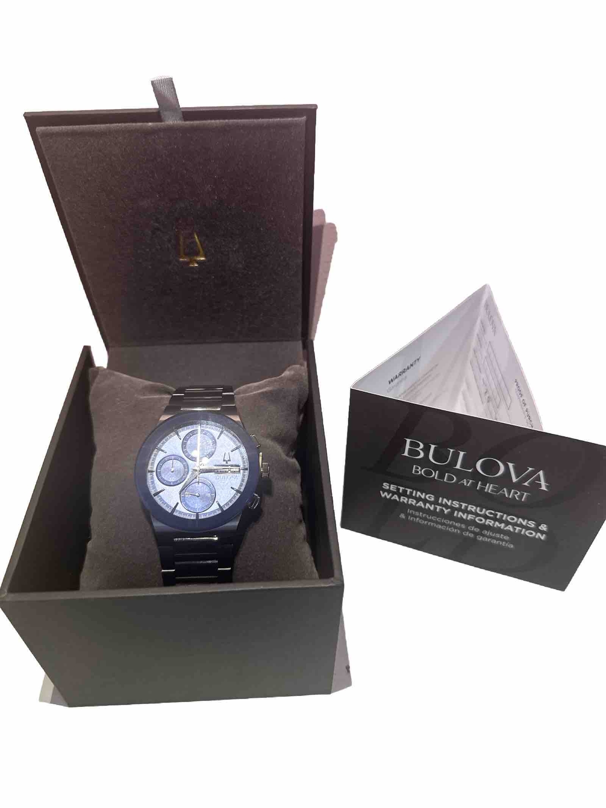 NEW Bulova Millennia Chronograph Quartz Blue Dial Men’s Watch 98C143(& WARRANTY)