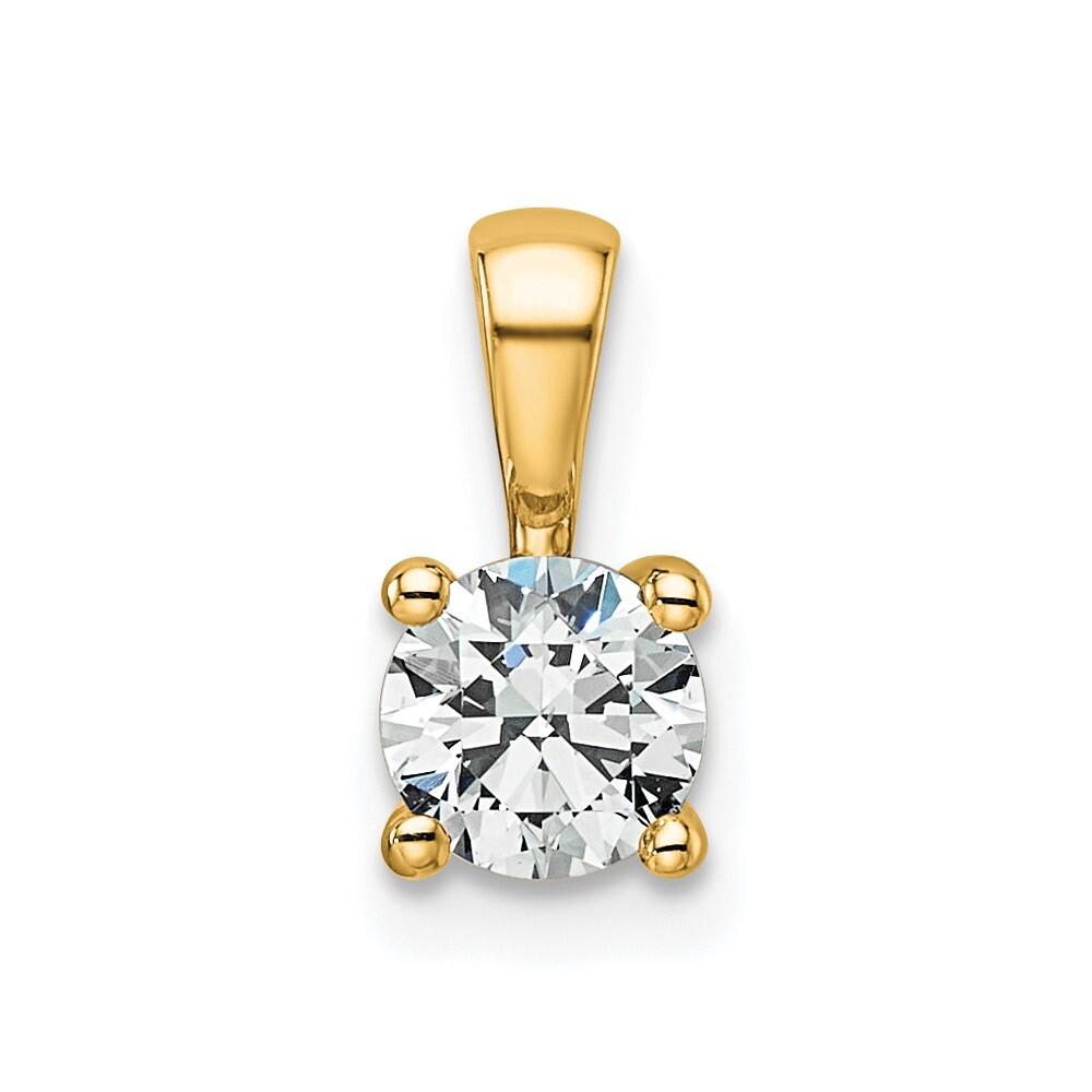 14k Yellow Gold LG Diamond VS/SI FGH .5 ct Round 4 Prong Pendant Mother Gift