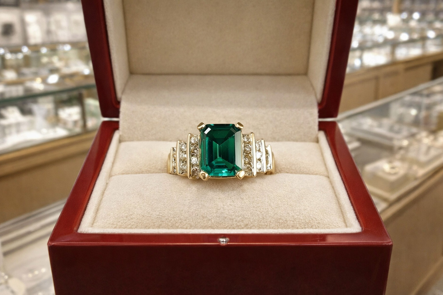 3.20 Ct Emerald Cut Natural Emerald Diamond Engagement Ring 14K Yellow Gold Sz 8